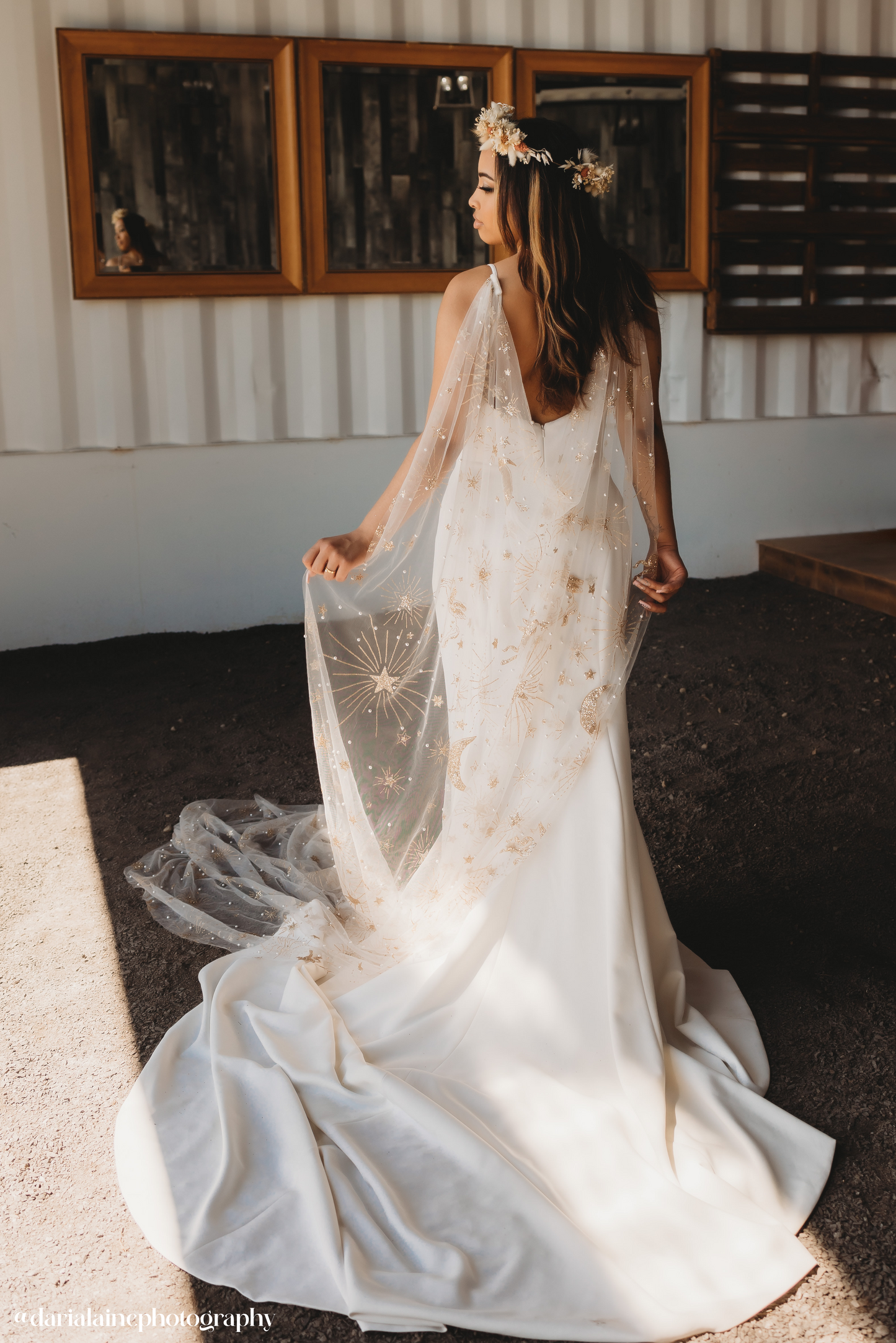 • STELLA • gold star bridal cape veil